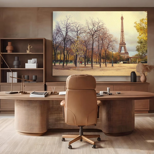 Tablou Canvas Premium LuxCanva® A1069, Turnul Eiffel ,  Paris, Toamna, Oameni, Culori Vibrante