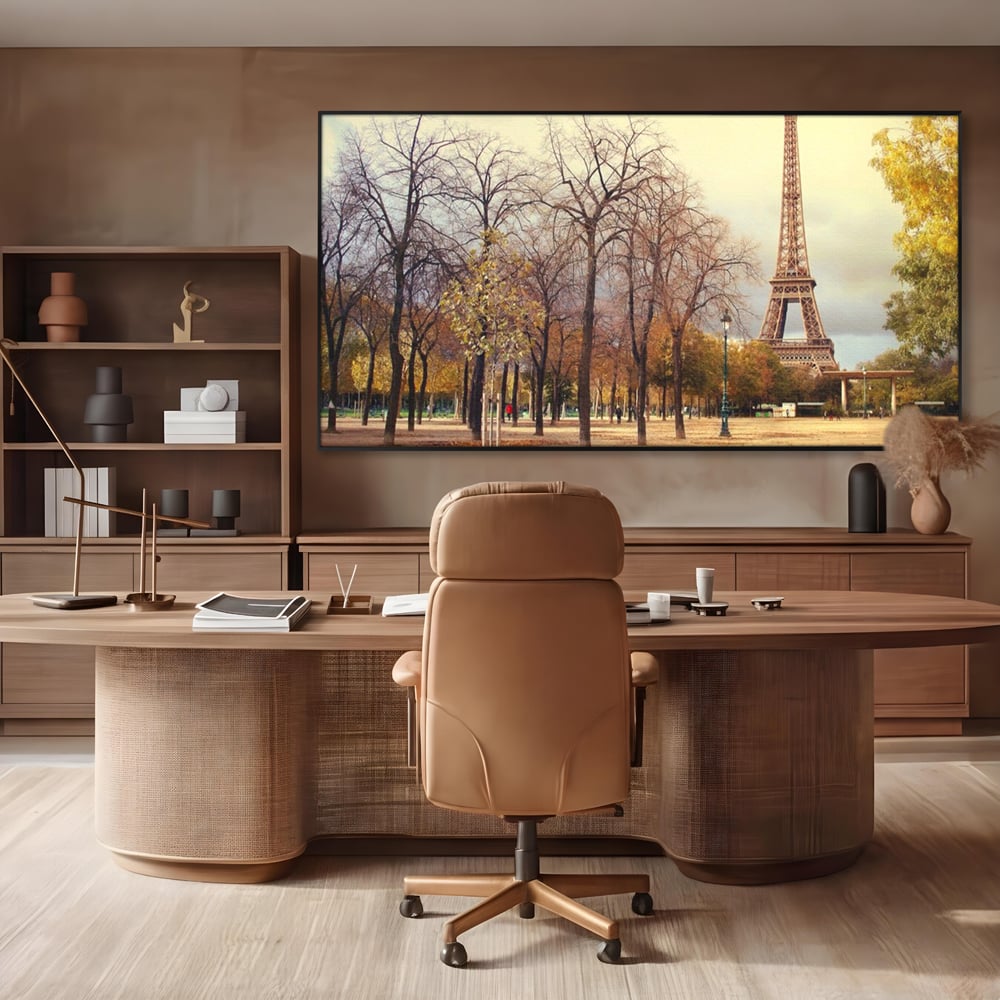 Tablou Canvas Premium LuxCanva® A1069, Turnul Eiffel ,  Paris, Toamna, Oameni, Culori Vibrante