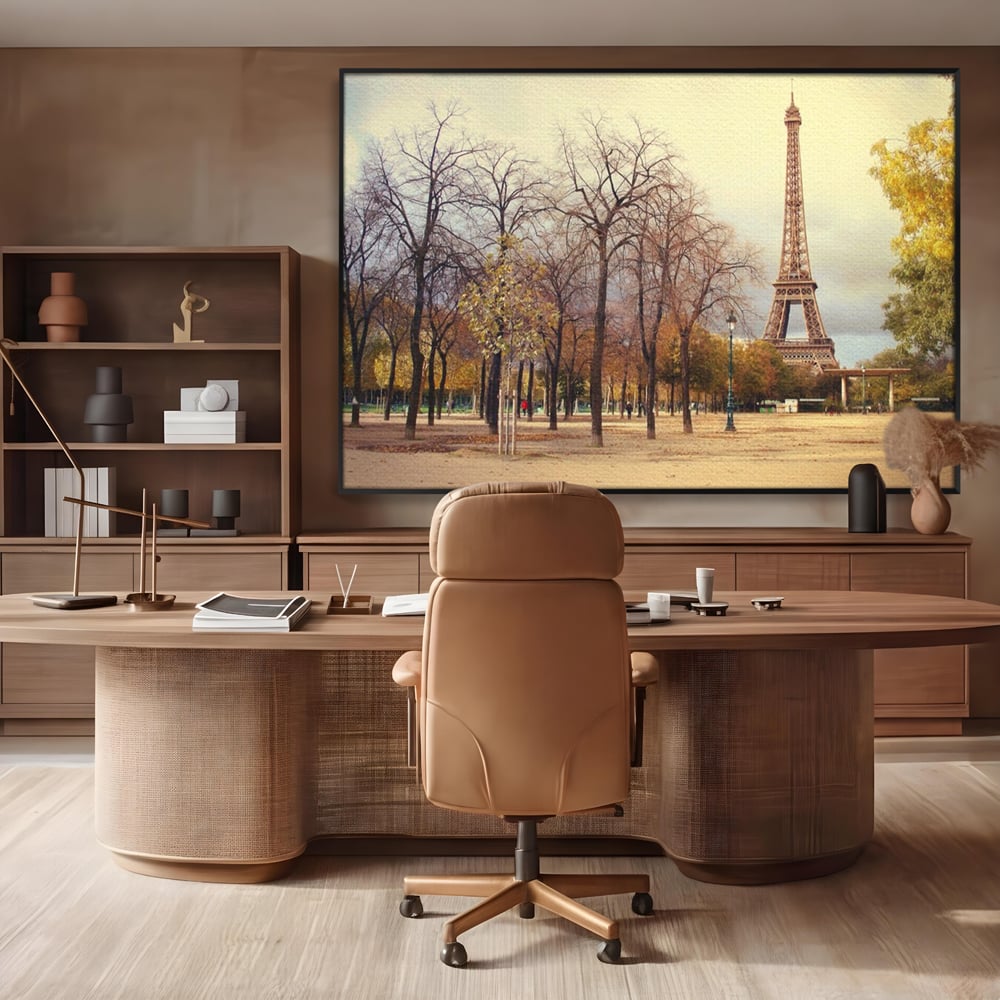 Tablou Canvas Premium LuxCanva® A1069, Turnul Eiffel ,  Paris, Toamna, Oameni, Culori Vibrante