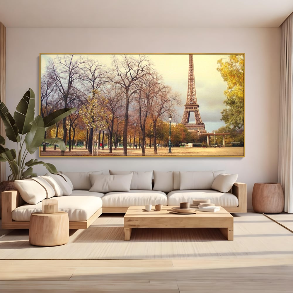 Tablou Canvas Premium LuxCanva® A1069, Turnul Eiffel ,  Paris, Toamna, Oameni, Culori Vibrante
