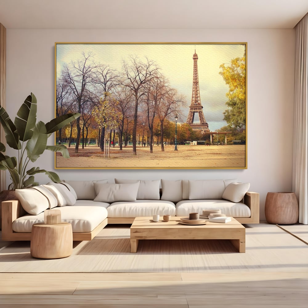 Tablou Canvas Premium LuxCanva® A1069, Turnul Eiffel ,  Paris, Toamna, Oameni, Culori Vibrante