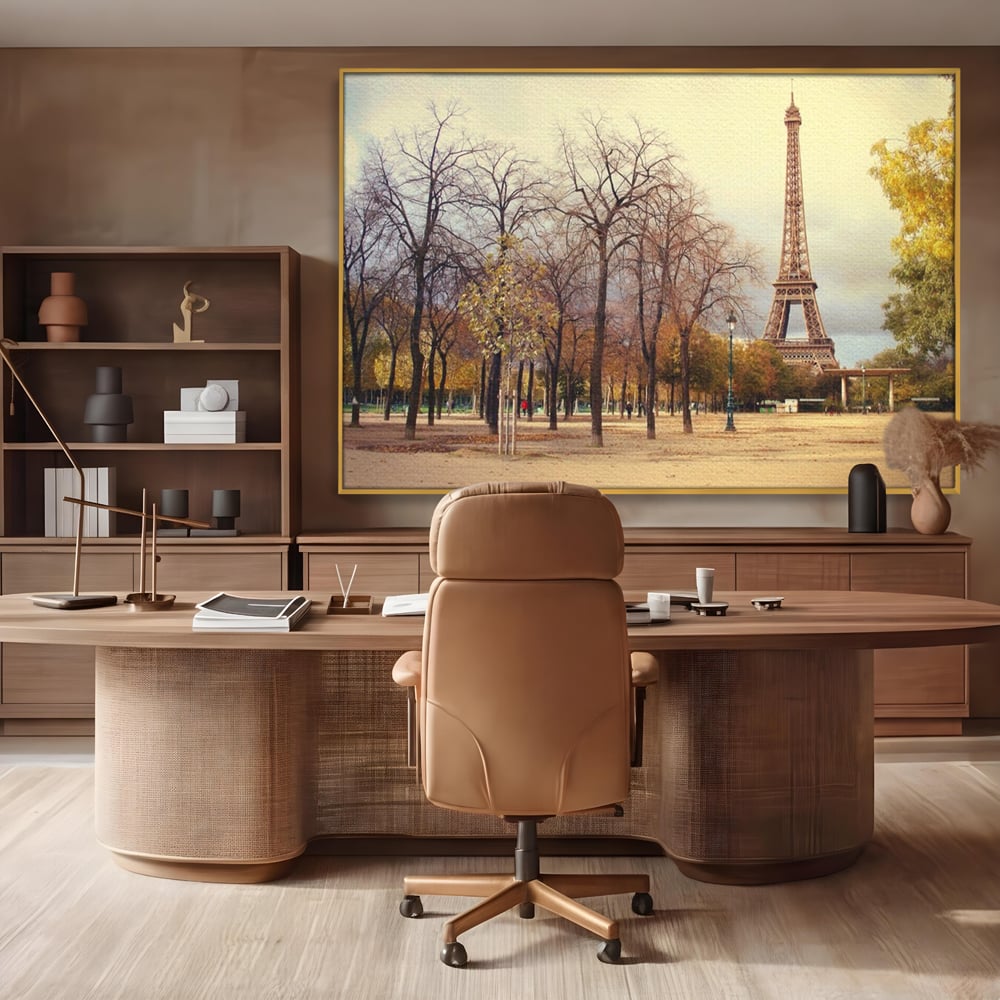 Tablou Canvas Premium LuxCanva® A1069, Turnul Eiffel ,  Paris, Toamna, Oameni, Culori Vibrante