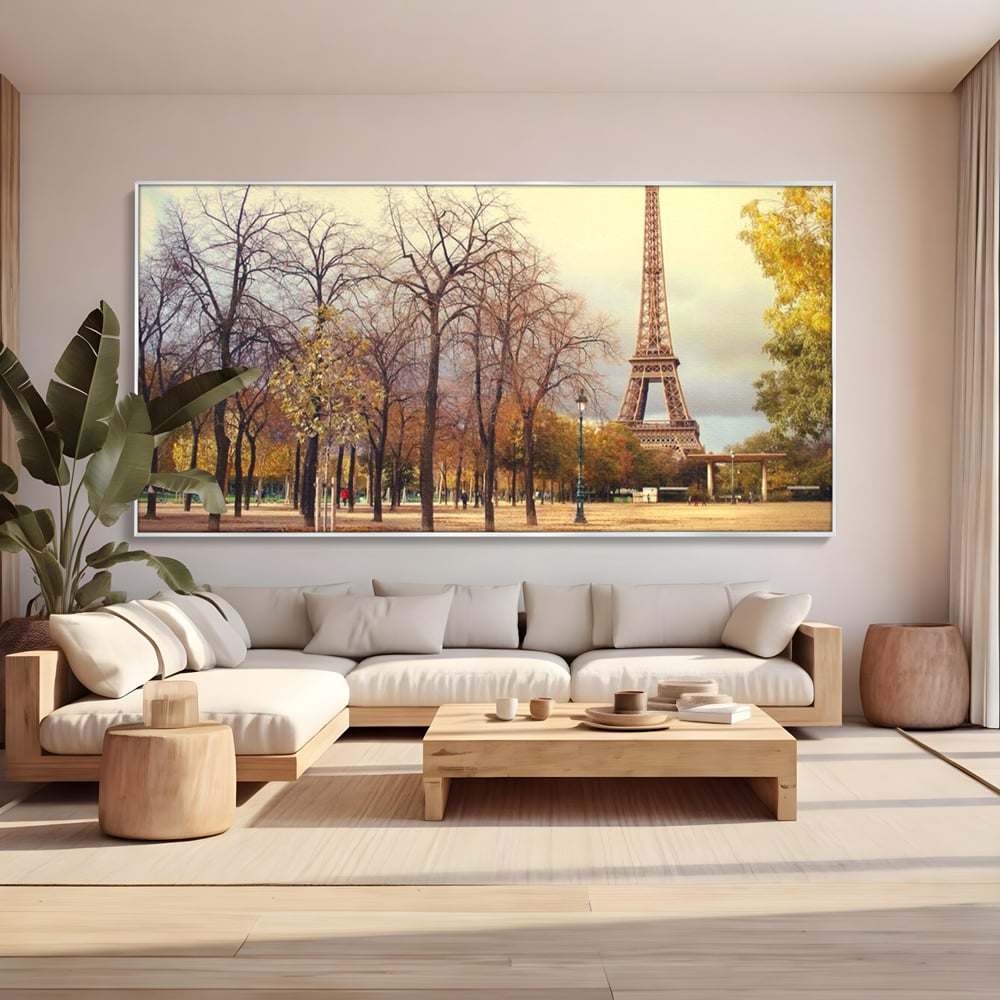 Tablou Canvas Premium LuxCanva® A1069, Turnul Eiffel ,  Paris, Toamna, Oameni, Culori Vibrante