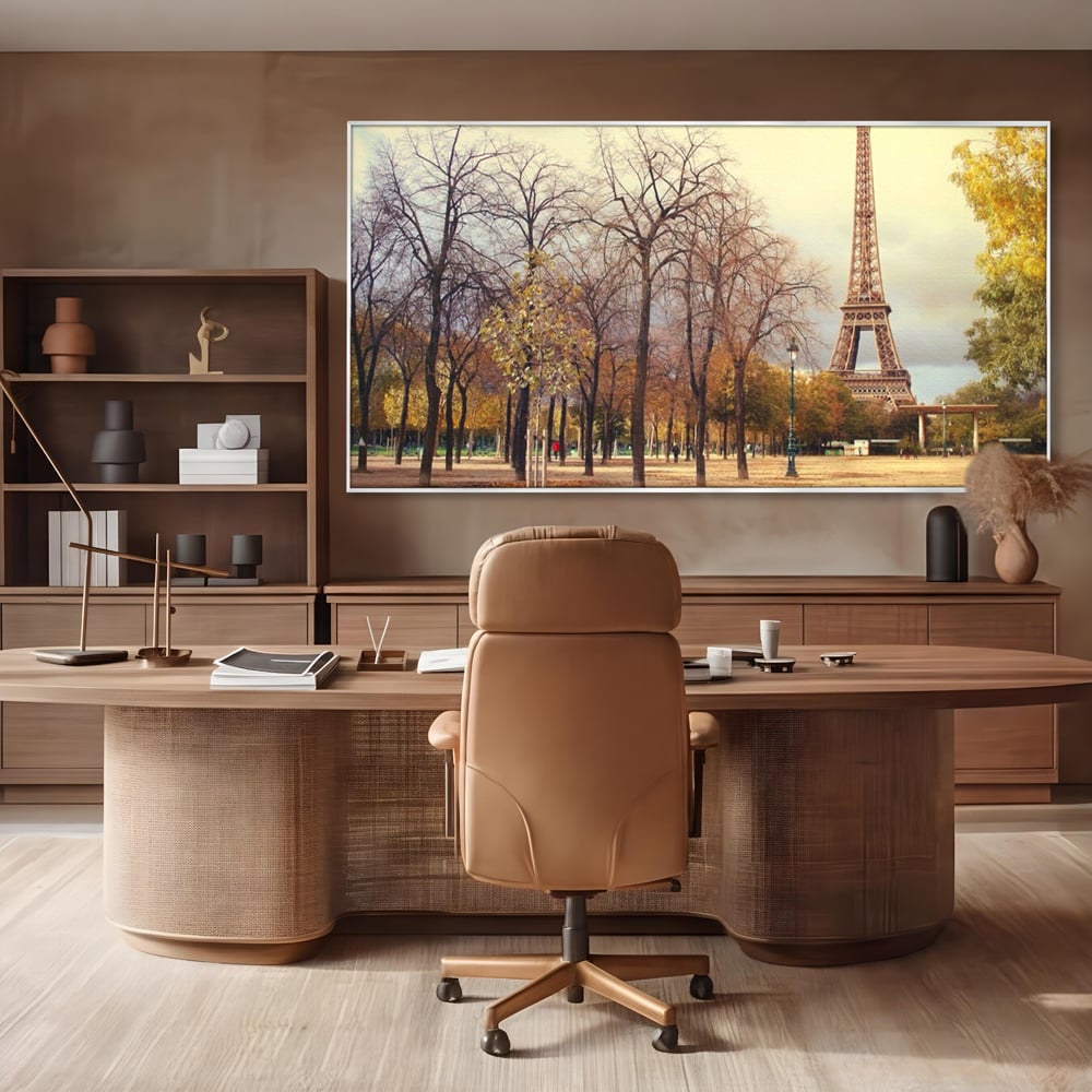 Tablou Canvas Premium LuxCanva® A1069, Turnul Eiffel ,  Paris, Toamna, Oameni, Culori Vibrante
