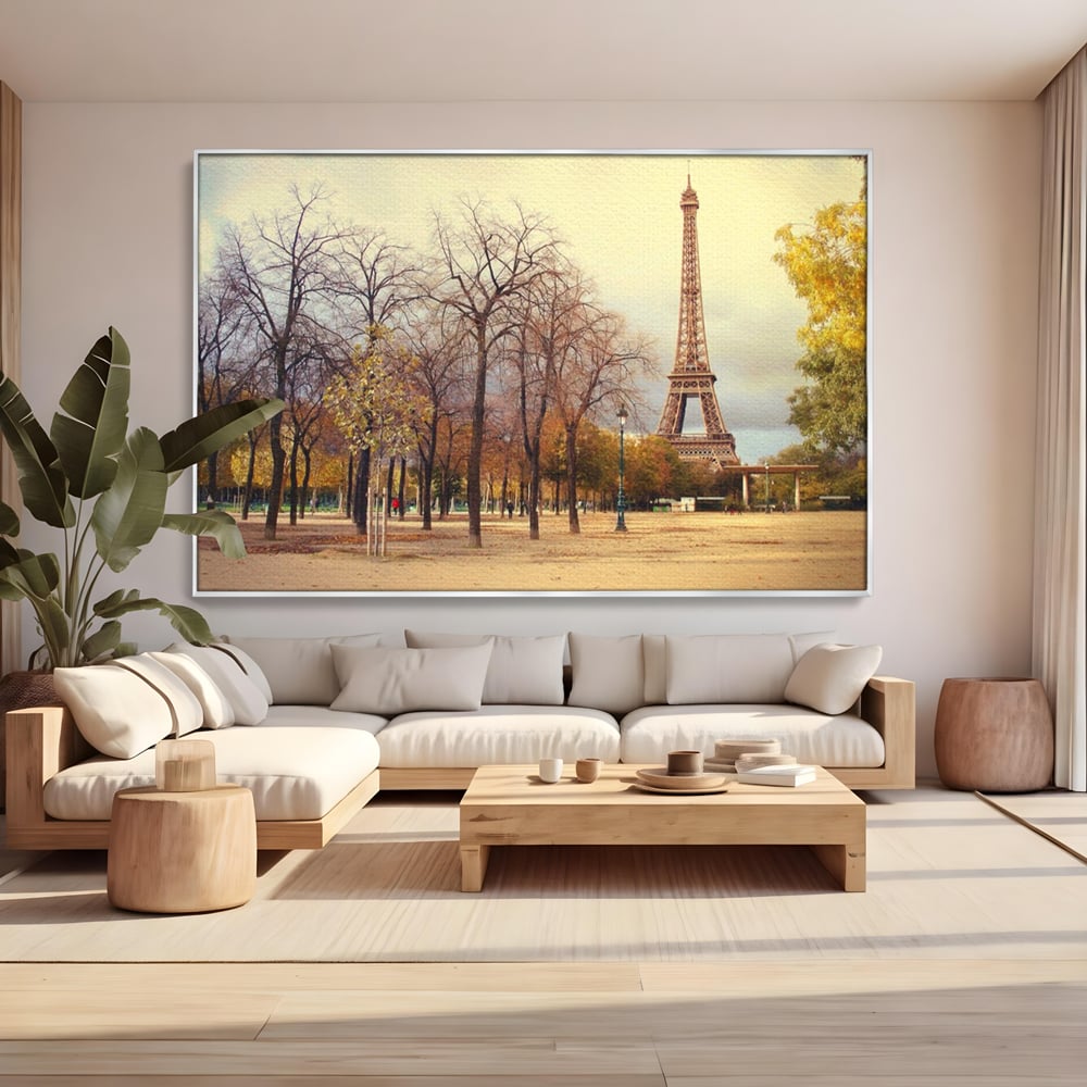 Tablou Canvas Premium LuxCanva® A1069, Turnul Eiffel ,  Paris, Toamna, Oameni, Culori Vibrante
