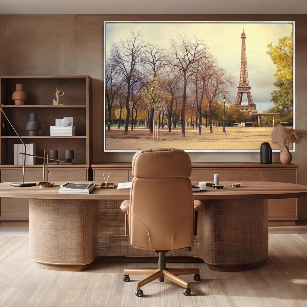 Tablou Canvas Premium LuxCanva® A1069, Turnul Eiffel ,  Paris, Toamna, Oameni, Culori Vibrante