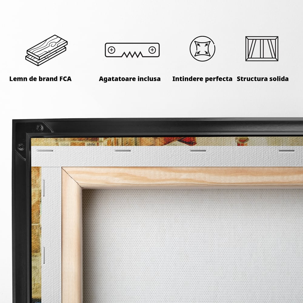 Tablou Canvas Premium LuxCanva® A1070, Plimbare Cu Gondola , Oameni, Canal Grande, Barci, Case, Culori Vibrante
