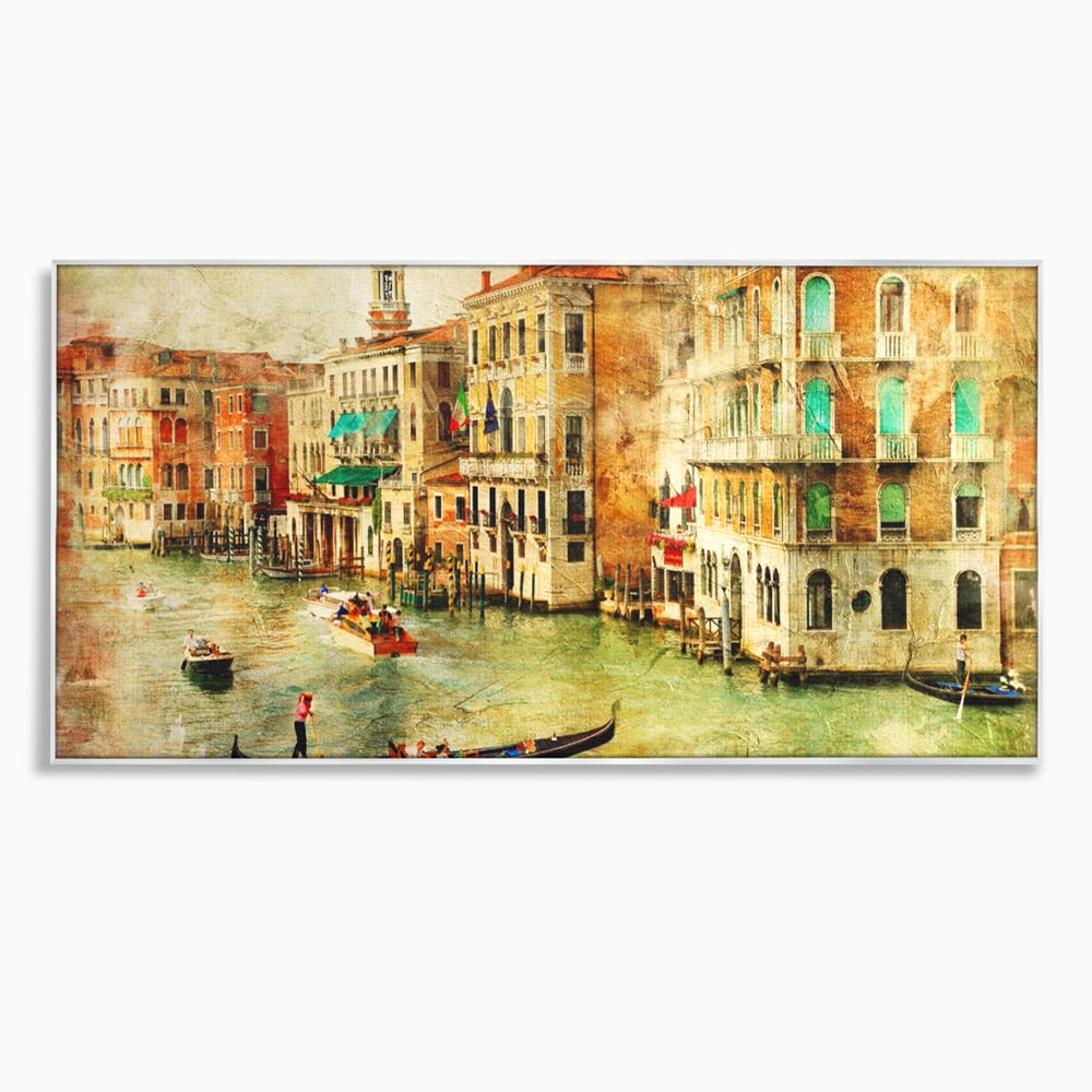 Tablou Canvas Premium LuxCanva® A1070, Plimbare Cu Gondola , Oameni, Canal Grande, Barci, Case, Culori Vibrante