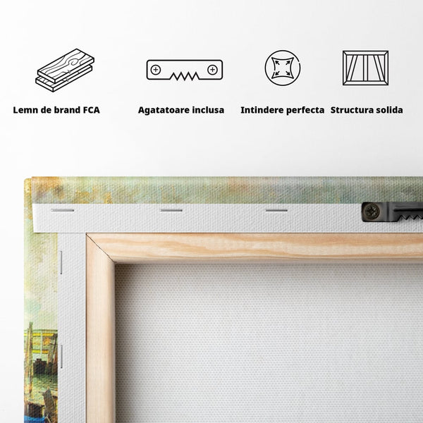 Tablou Canvas Premium LuxCanva® A1071, Barci In Port , Peisaj, Gondola, Mare, Culori Vibrante