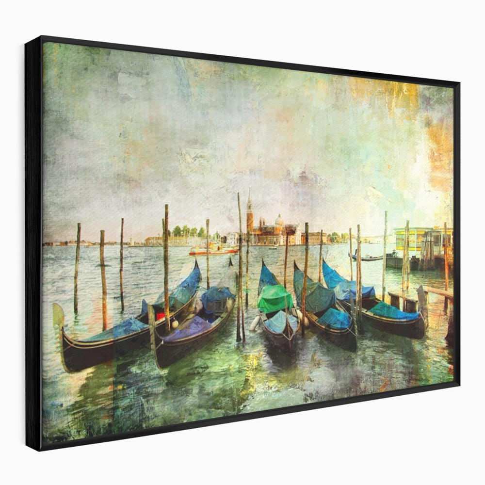 Tablou Canvas Premium LuxCanva® A1071, Barci In Port , Peisaj, Gondola, Mare, Culori Vibrante