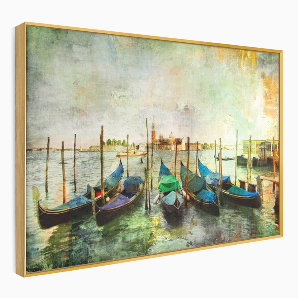 Tablou Canvas Premium LuxCanva® A1071, Barci In Port , Peisaj, Gondola, Mare, Culori Vibrante