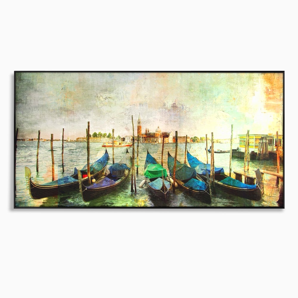 Tablou Canvas Premium LuxCanva® A1071, Barci In Port , Peisaj, Gondola, Mare, Culori Vibrante