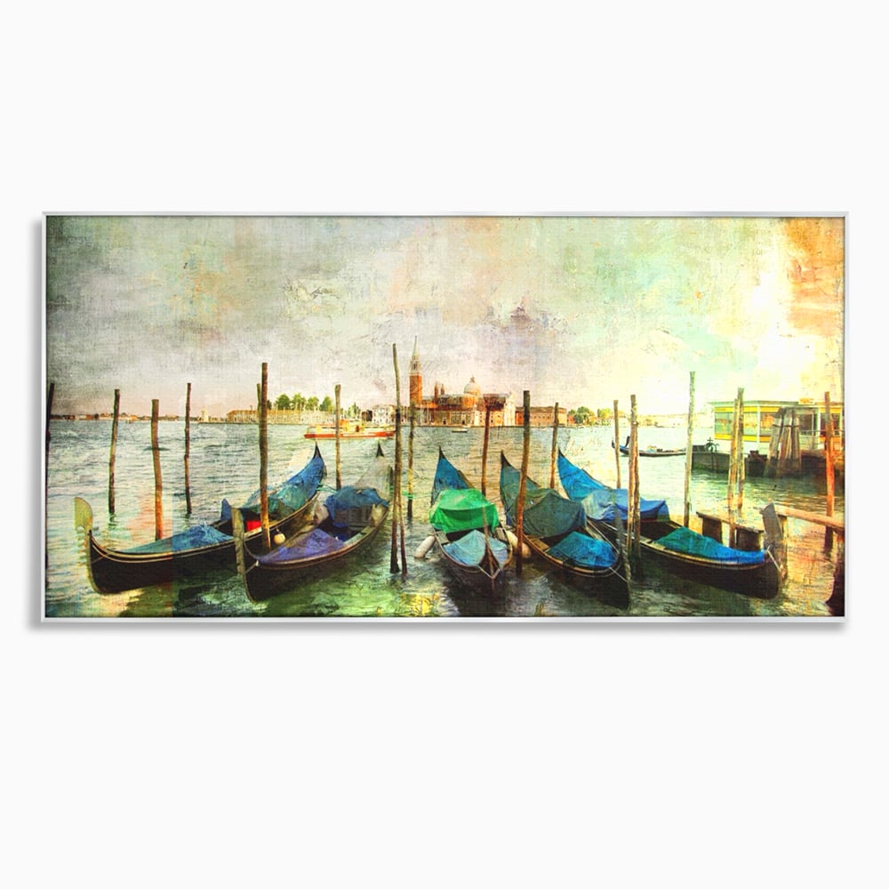Tablou Canvas Premium LuxCanva® A1071, Barci In Port , Peisaj, Gondola, Mare, Culori Vibrante
