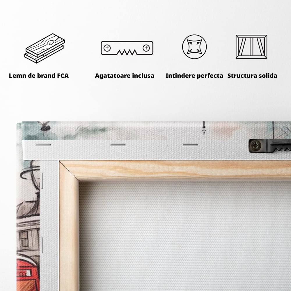 Tablou Canvas Premium LuxCanva® A1072, Big Ben , Londra, Marele Ben, City Bus, Culori Vibrante