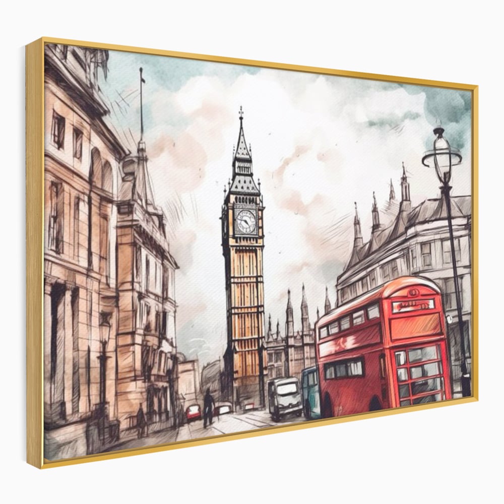 Tablou Canvas Premium LuxCanva® A1072, Big Ben , Londra, Marele Ben, City Bus, Culori Vibrante
