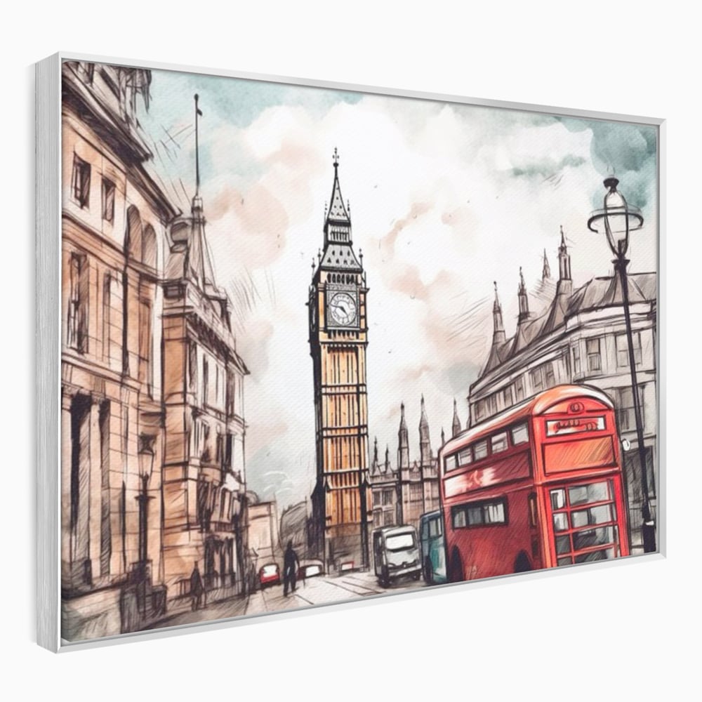 Tablou Canvas Premium LuxCanva® A1072, Big Ben , Londra, Marele Ben, City Bus, Culori Vibrante