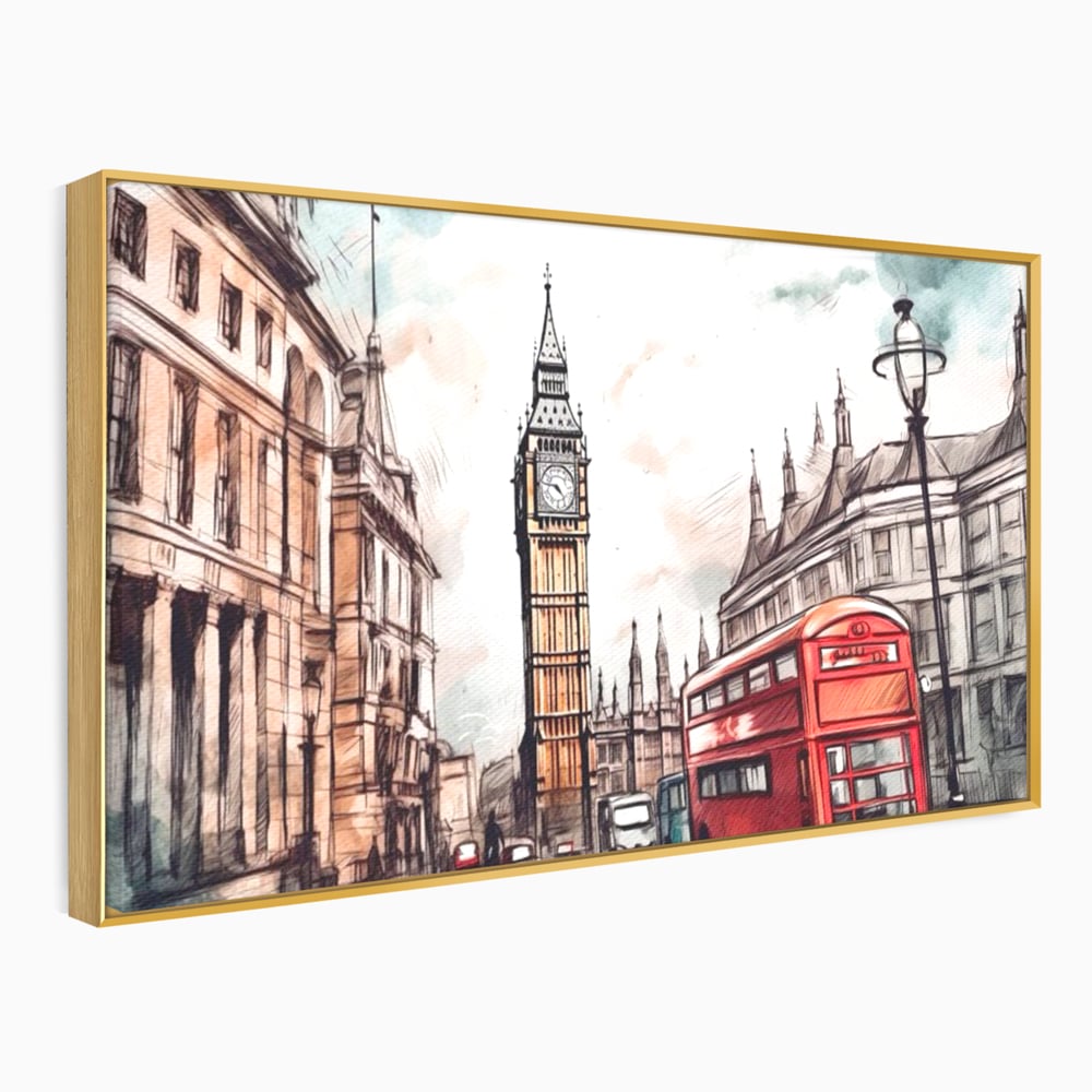 Tablou Canvas Premium LuxCanva® A1072, Big Ben , Londra, Marele Ben, City Bus, Culori Vibrante