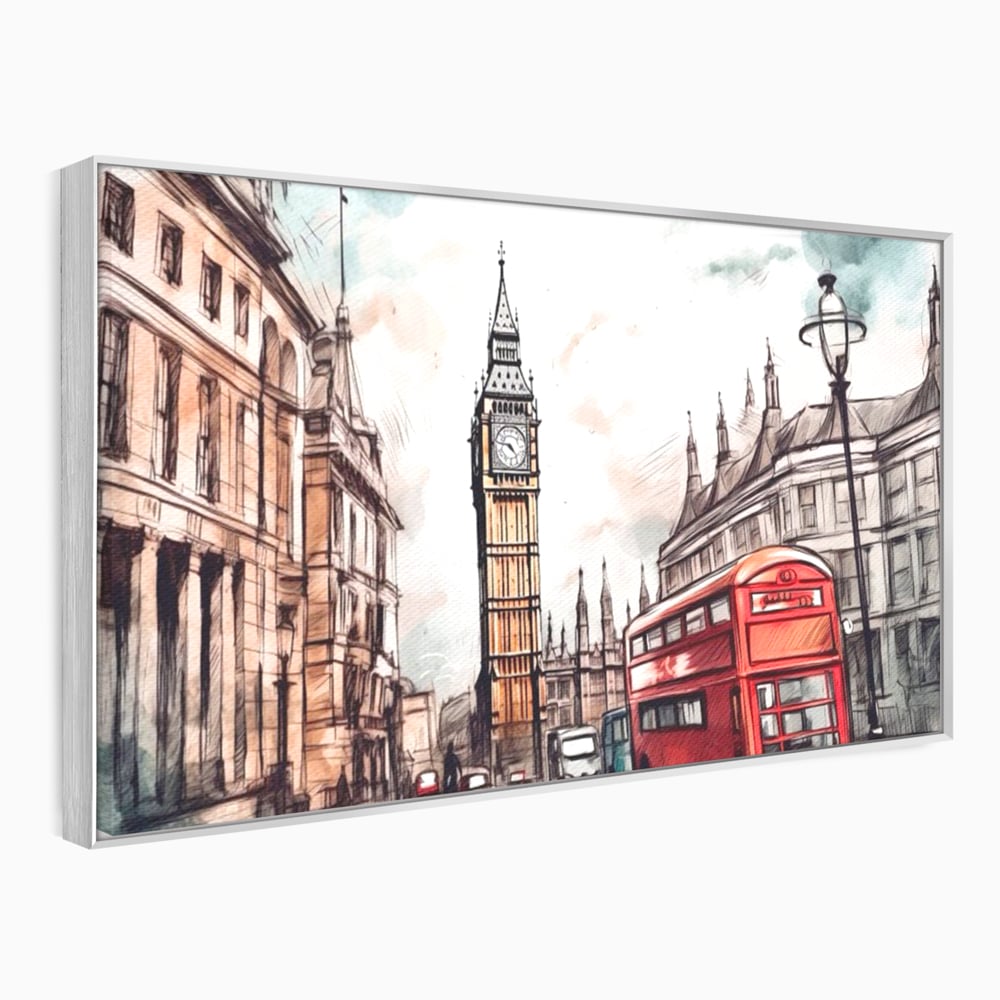 Tablou Canvas Premium LuxCanva® A1072, Big Ben , Londra, Marele Ben, City Bus, Culori Vibrante