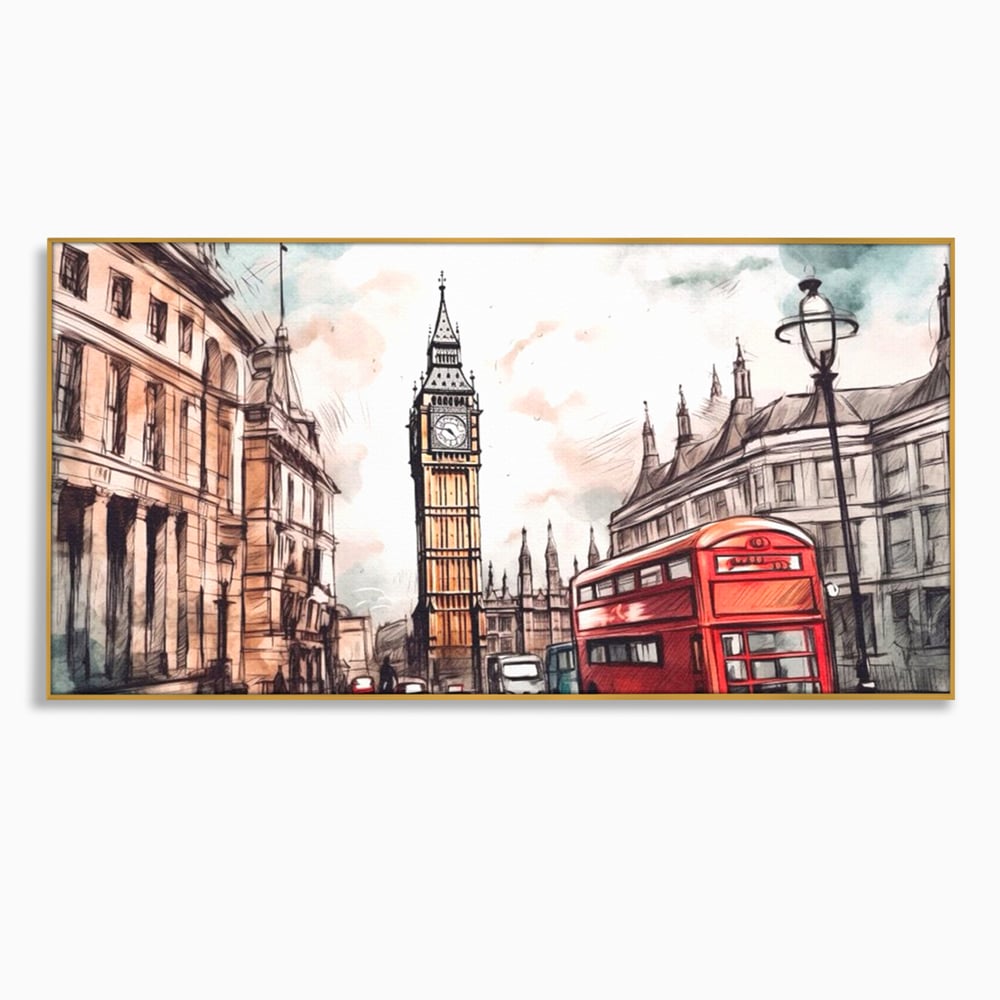 Tablou Canvas Premium LuxCanva® A1072, Big Ben , Londra, Marele Ben, City Bus, Culori Vibrante
