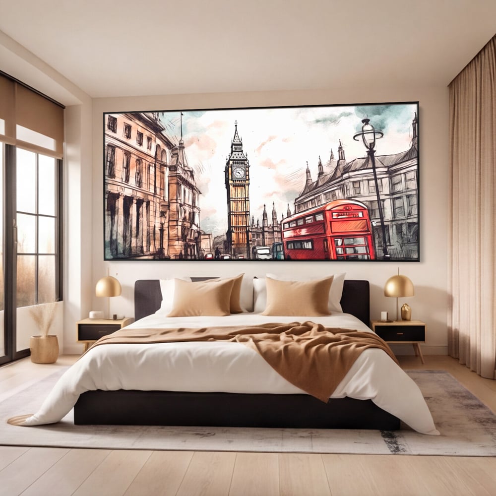 Tablou Canvas Premium LuxCanva® A1072, Big Ben , Londra, Marele Ben, City Bus, Culori Vibrante