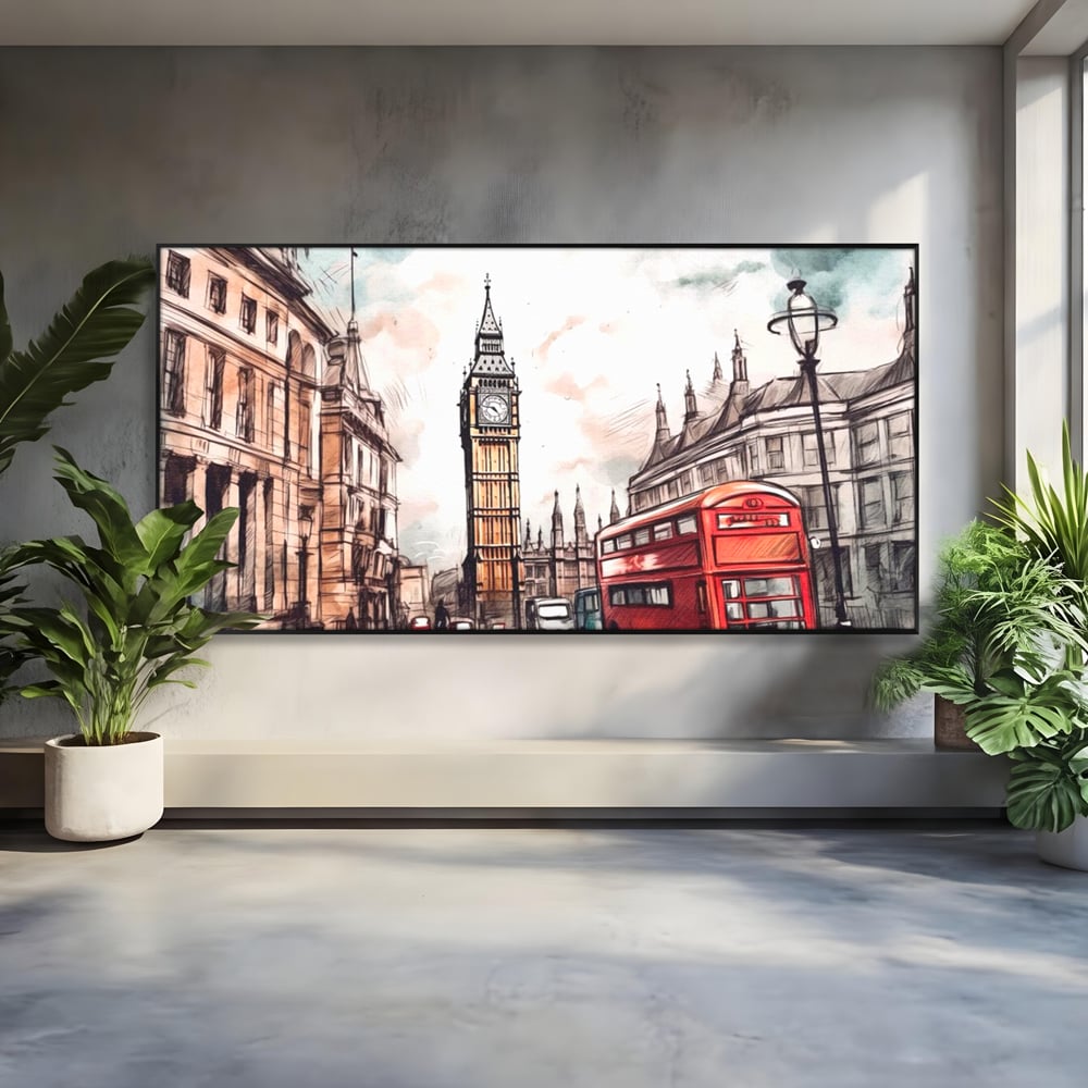 Tablou Canvas Premium LuxCanva® A1072, Big Ben , Londra, Marele Ben, City Bus, Culori Vibrante