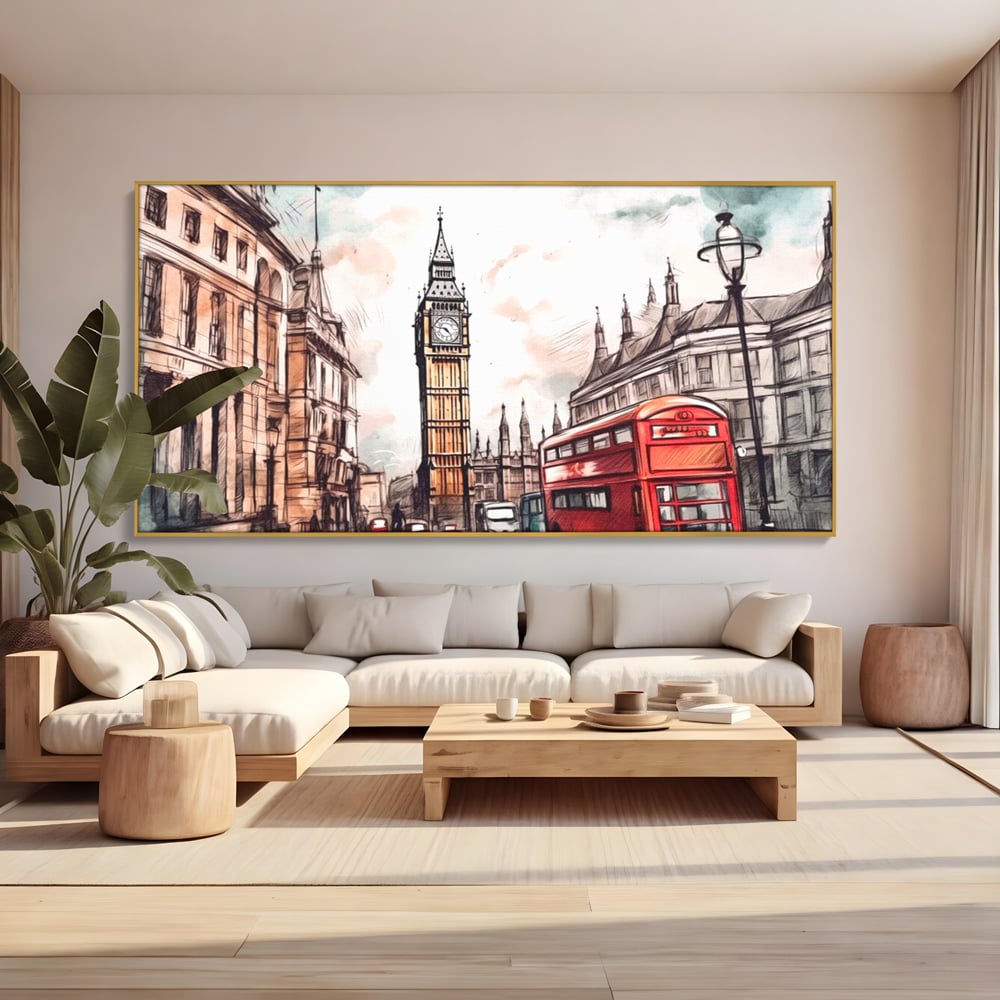 Tablou Canvas Premium LuxCanva® A1072, Big Ben , Londra, Marele Ben, City Bus, Culori Vibrante