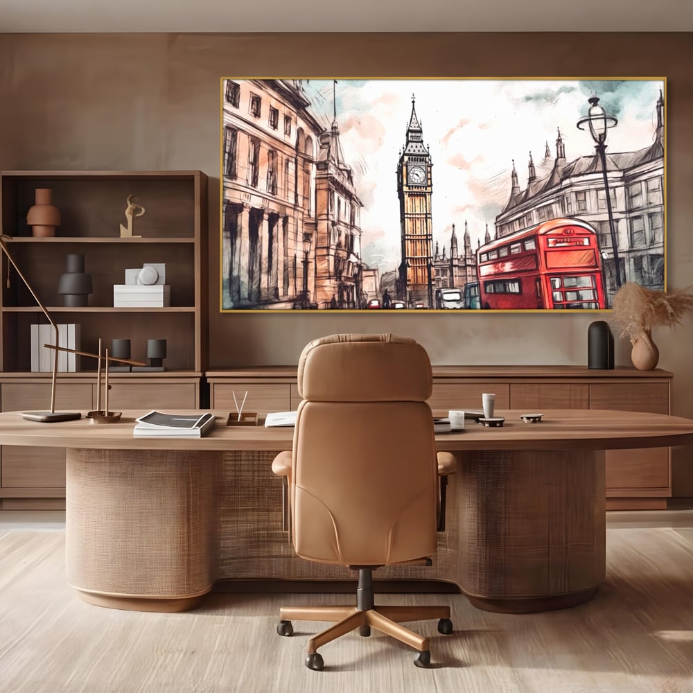 Tablou Canvas Premium LuxCanva® A1072, Big Ben , Londra, Marele Ben, City Bus, Culori Vibrante