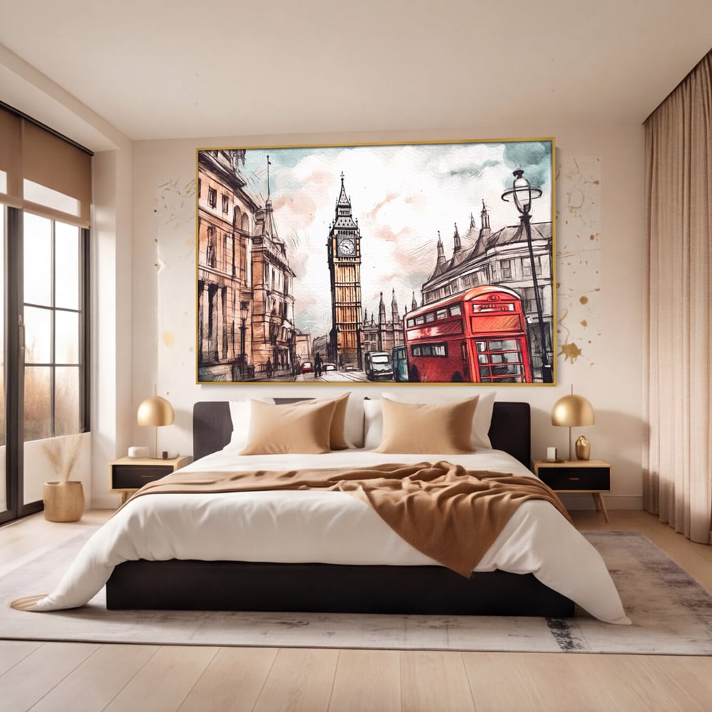 Tablou Canvas Premium LuxCanva® A1072, Big Ben , Londra, Marele Ben, City Bus, Culori Vibrante