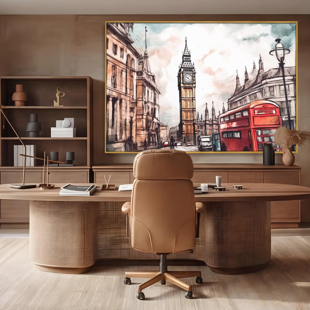 Tablou Canvas Premium LuxCanva® A1072, Big Ben , Londra, Marele Ben, City Bus, Culori Vibrante