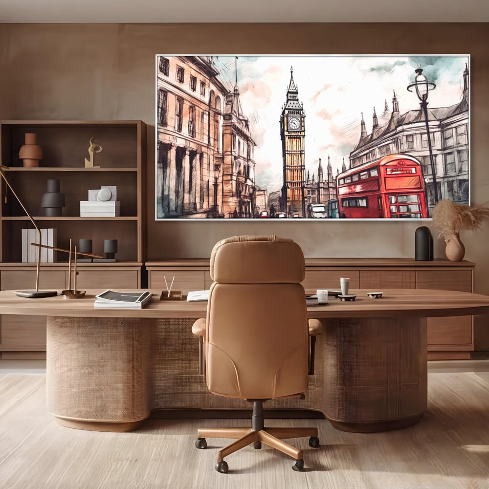 Tablou Canvas Premium LuxCanva® A1072, Big Ben , Londra, Marele Ben, City Bus, Culori Vibrante