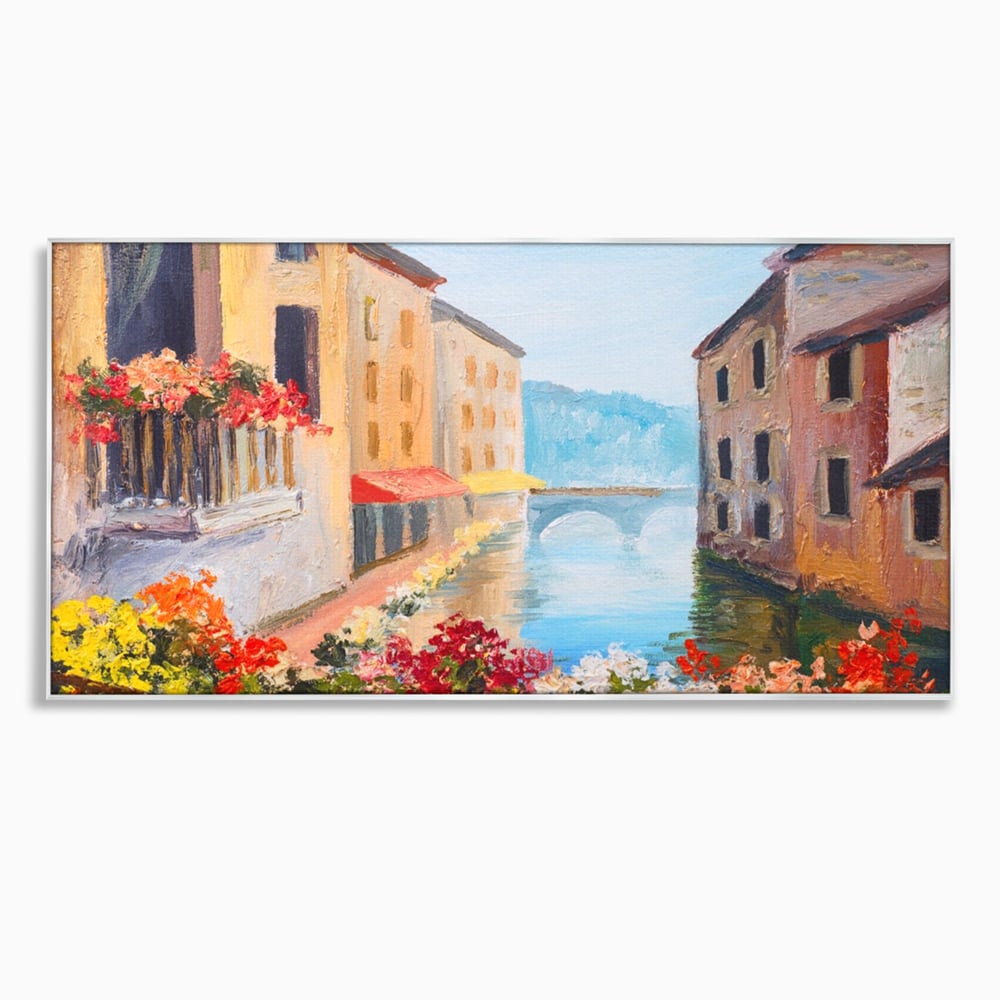 Tablou Canvas Premium LuxCanva® A1076, Flori La Fereastra , Peisaj, Flori Colorate, Case, Culori Vibrante