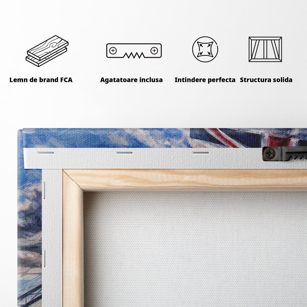 Tablou Canvas Premium LuxCanva® A1077, Tower Bridge , Pod, Londra, Steag, UK, Culori Vibrante
