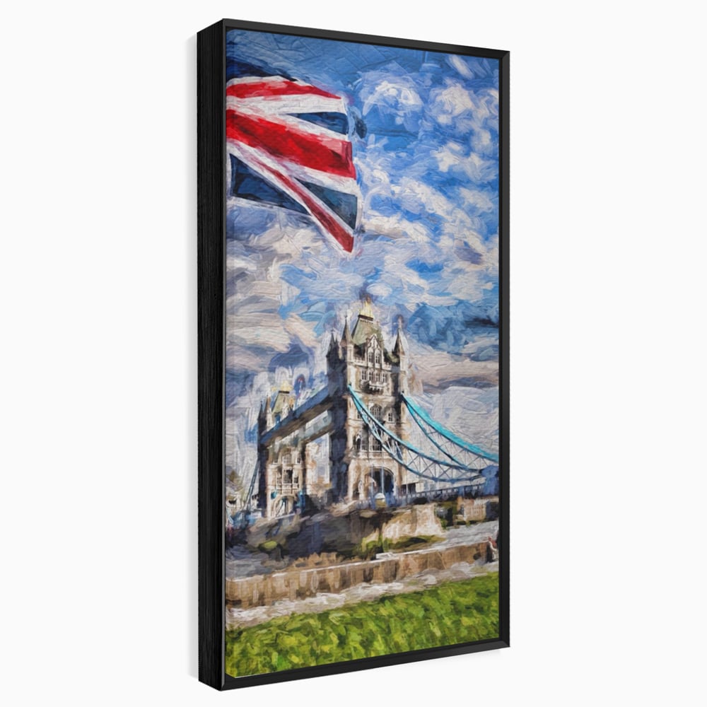 Tablou Canvas Premium LuxCanva® A1077, Tower Bridge , Pod, Londra, Steag, UK, Culori Vibrante