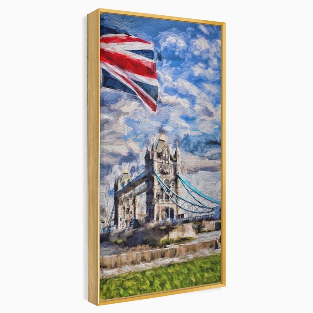 Tablou Canvas Premium LuxCanva® A1077, Tower Bridge , Pod, Londra, Steag, UK, Culori Vibrante