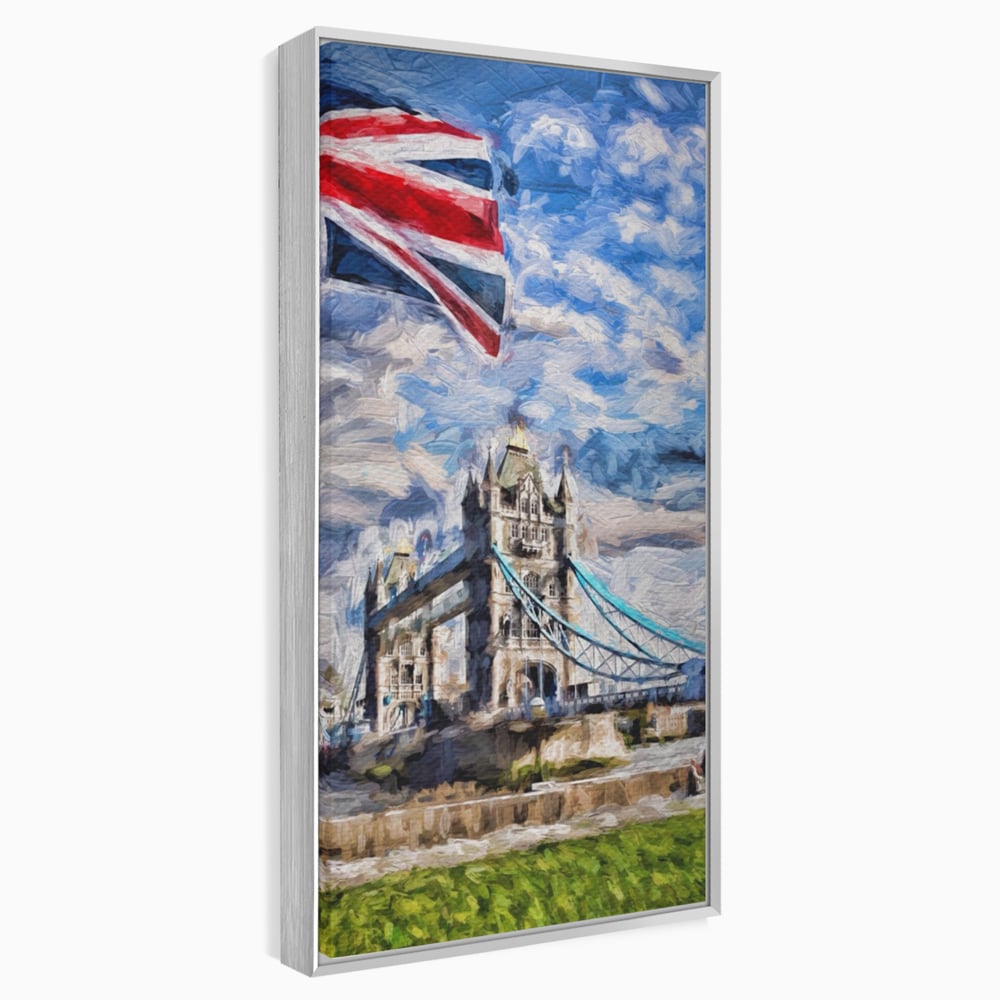 Tablou Canvas Premium LuxCanva® A1077, Tower Bridge , Pod, Londra, Steag, UK, Culori Vibrante