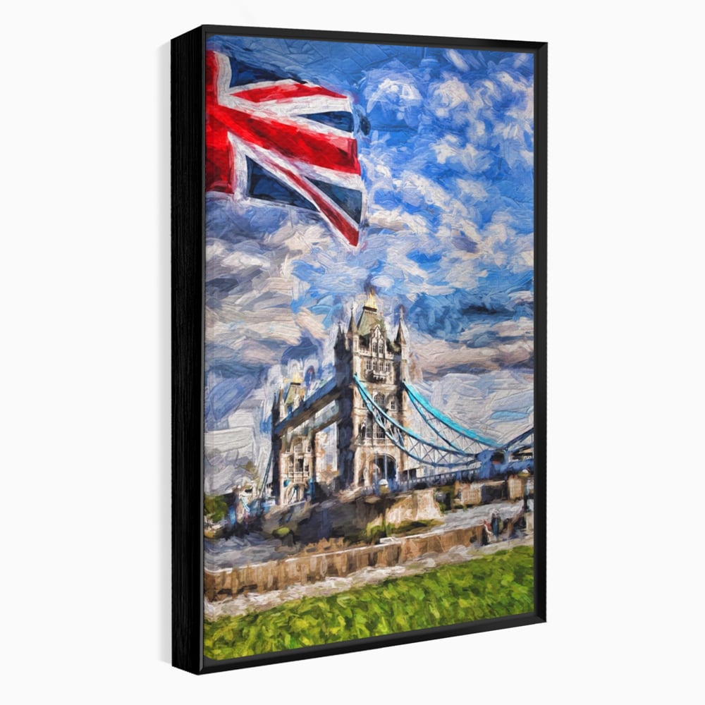 Tablou Canvas Premium LuxCanva® A1077, Tower Bridge , Pod, Londra, Steag, UK, Culori Vibrante
