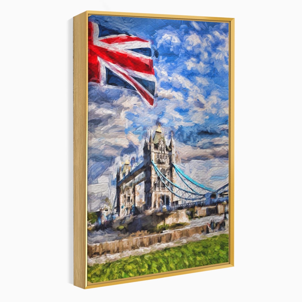Tablou Canvas Premium LuxCanva® A1077, Tower Bridge , Pod, Londra, Steag, UK, Culori Vibrante