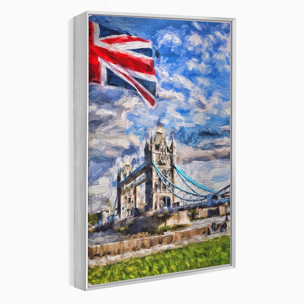Tablou Canvas Premium LuxCanva® A1077, Tower Bridge , Pod, Londra, Steag, UK, Culori Vibrante
