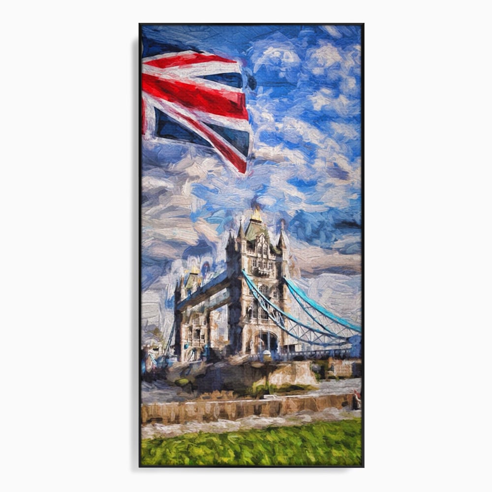 Tablou Canvas Premium LuxCanva® A1077, Tower Bridge , Pod, Londra, Steag, UK, Culori Vibrante