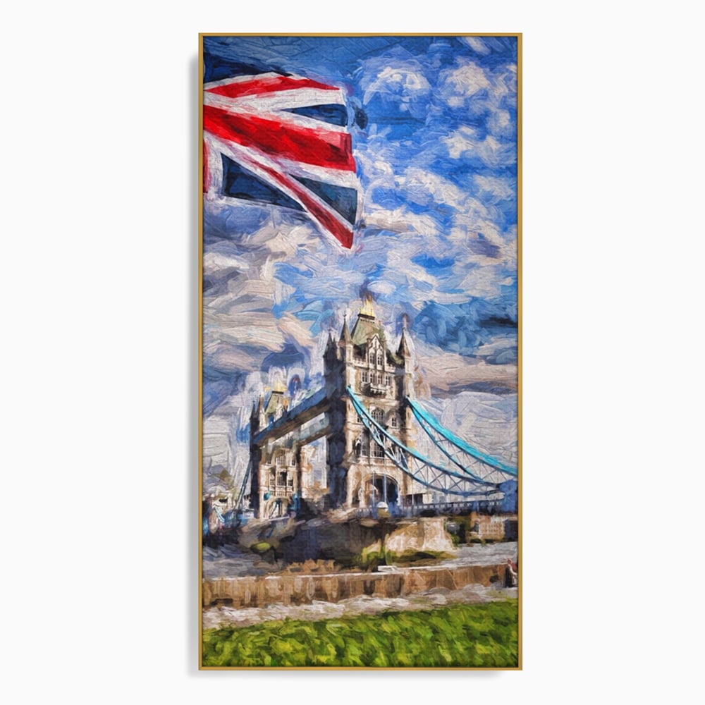 Tablou Canvas Premium LuxCanva® A1077, Tower Bridge , Pod, Londra, Steag, UK, Culori Vibrante