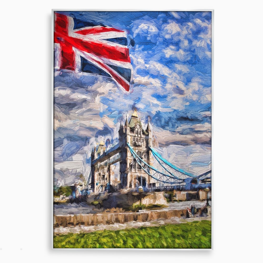 Tablou Canvas Premium LuxCanva® A1077, Tower Bridge , Pod, Londra, Steag, UK, Culori Vibrante