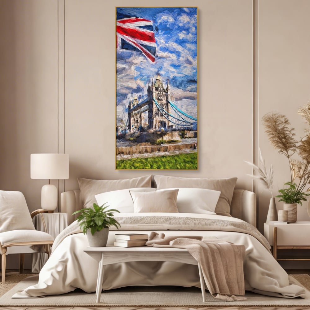 Tablou Canvas Premium LuxCanva® A1077, Tower Bridge , Pod, Londra, Steag, UK, Culori Vibrante