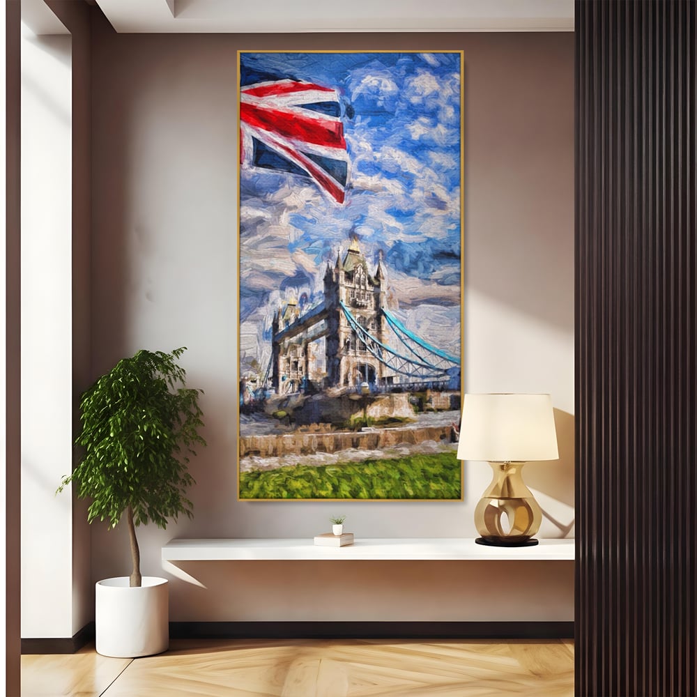 Tablou Canvas Premium LuxCanva® A1077, Tower Bridge , Pod, Londra, Steag, UK, Culori Vibrante