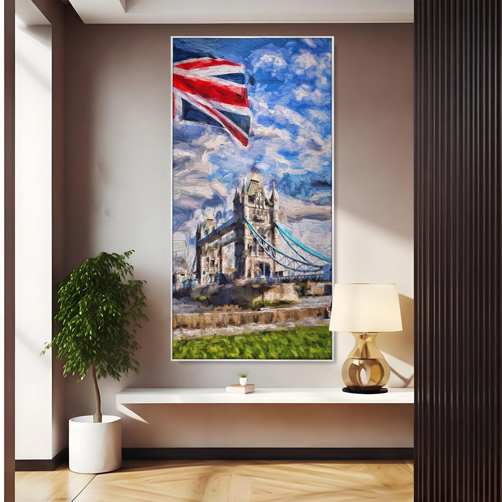 Tablou Canvas Premium LuxCanva® A1077, Tower Bridge , Pod, Londra, Steag, UK, Culori Vibrante