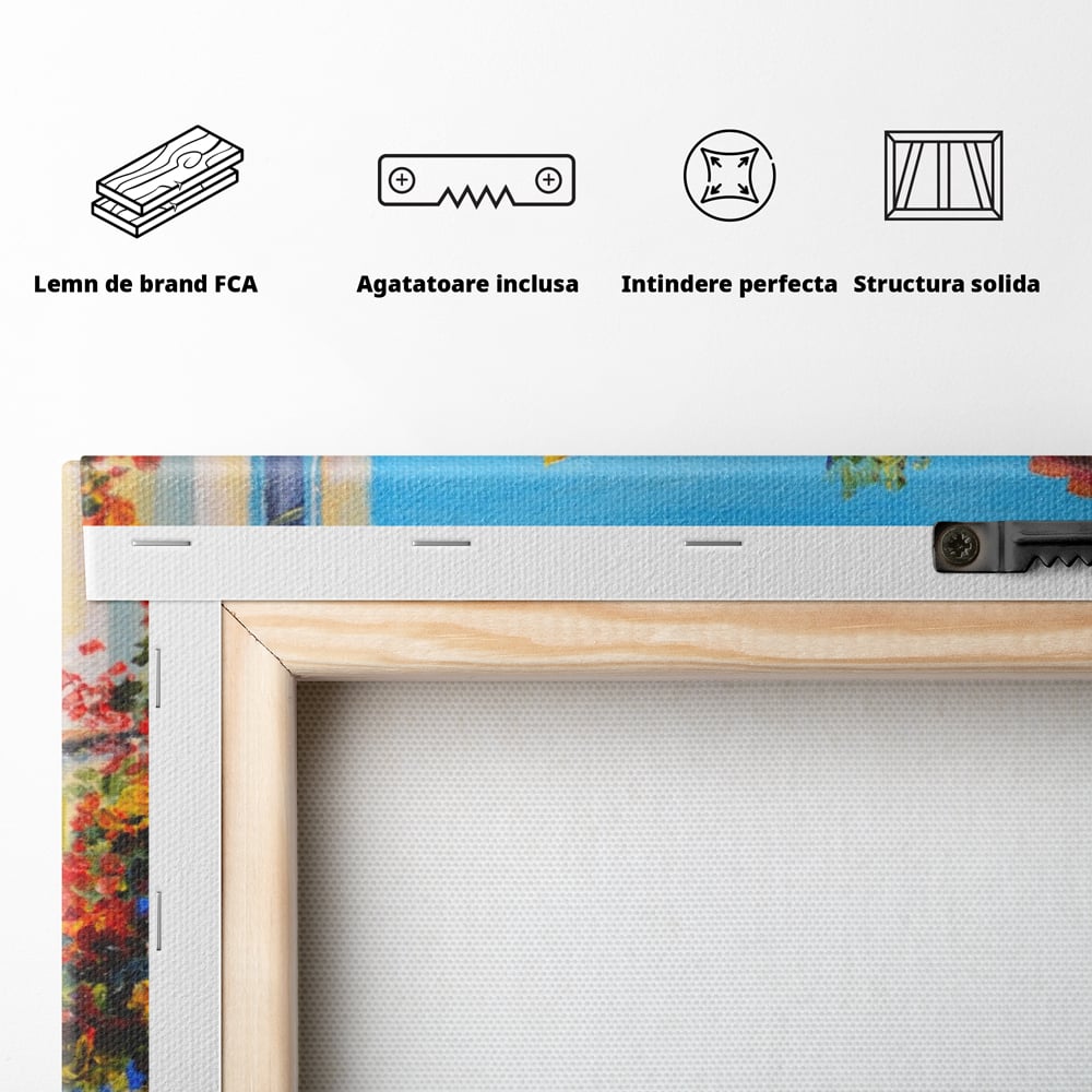 Tablou Canvas Premium LuxCanva® A1079, Casa Cu Flori , Peisaj, Natura, Verde, Culori Vibrante
