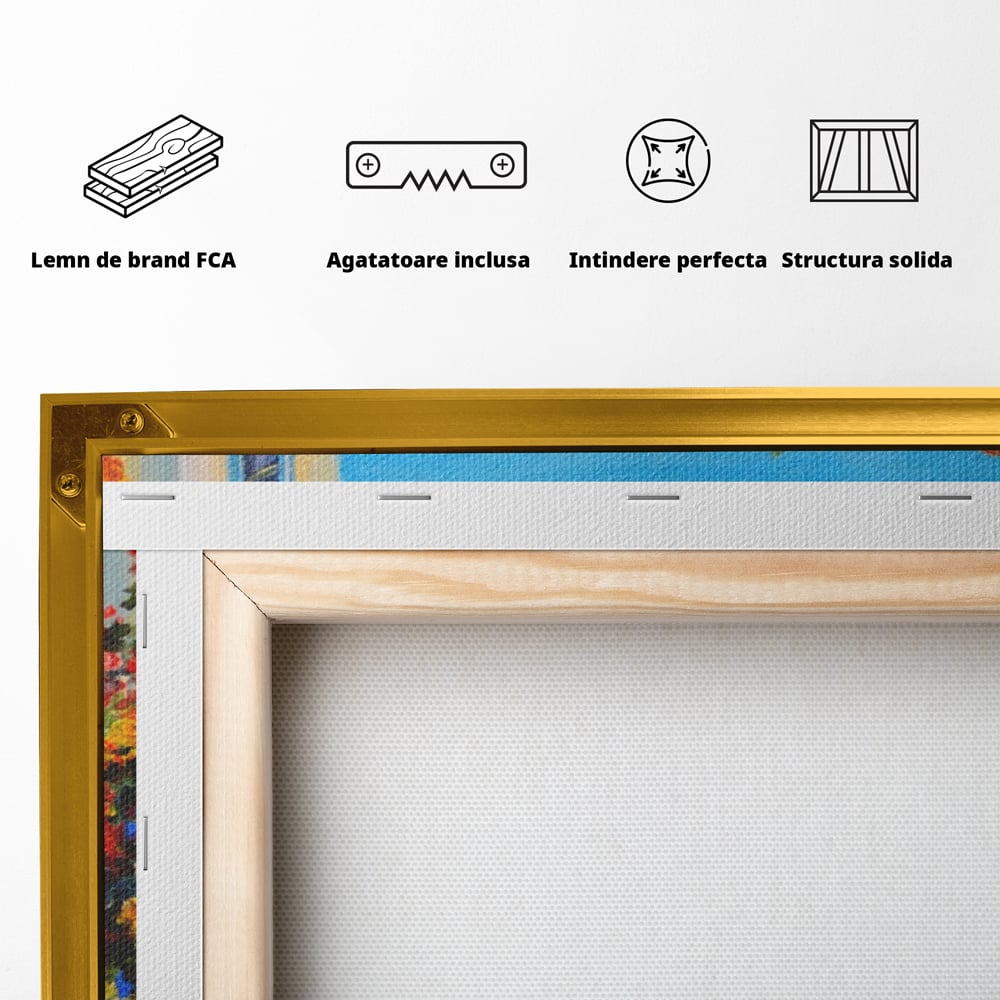 Tablou Canvas Premium LuxCanva® A1079, Casa Cu Flori , Peisaj, Natura, Verde, Culori Vibrante
