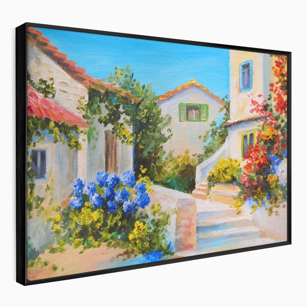 Tablou Canvas Premium LuxCanva® A1079, Casa Cu Flori , Peisaj, Natura, Verde, Culori Vibrante