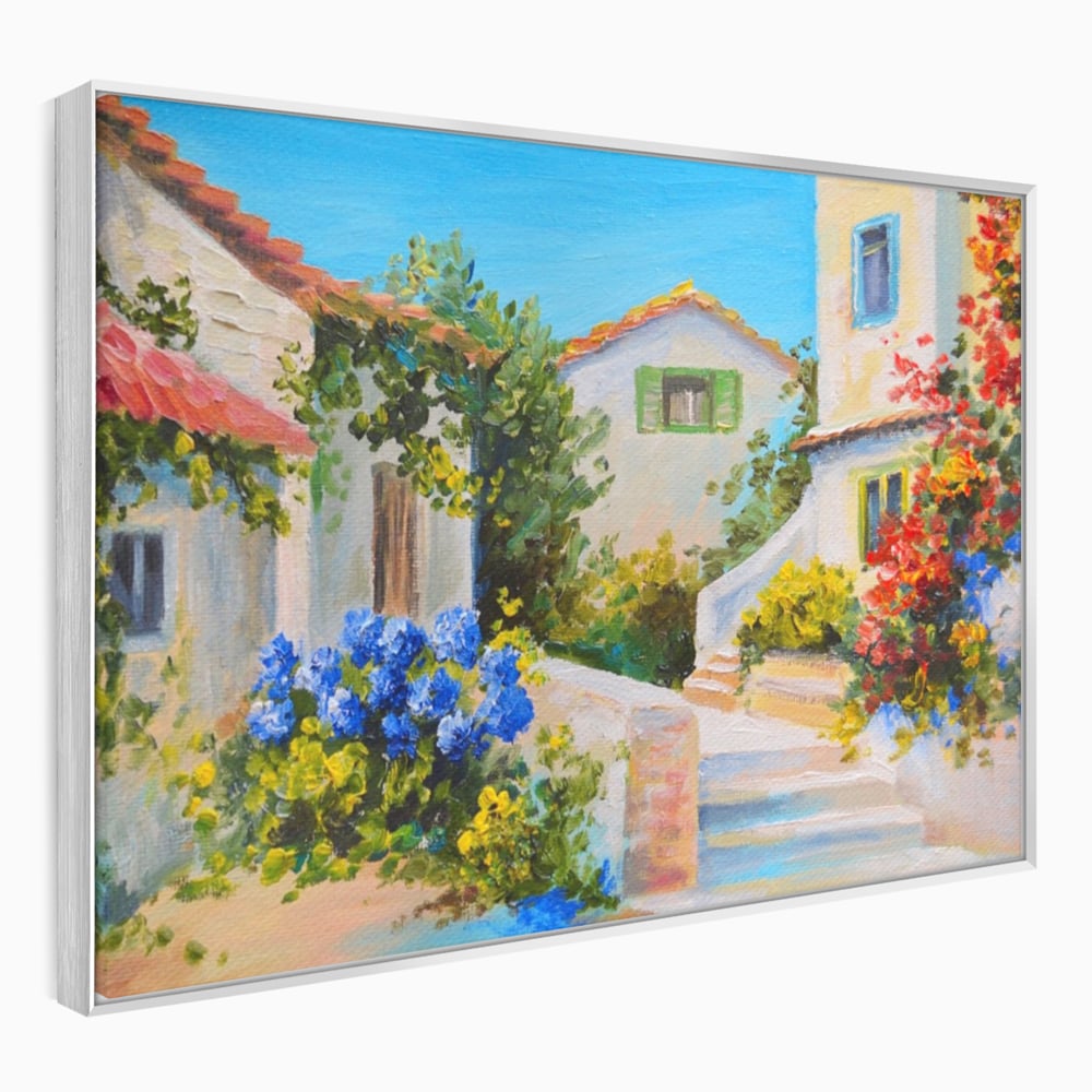 Tablou Canvas Premium LuxCanva® A1079, Casa Cu Flori , Peisaj, Natura, Verde, Culori Vibrante