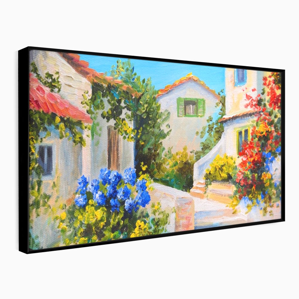 Tablou Canvas Premium LuxCanva® A1079, Casa Cu Flori , Peisaj, Natura, Verde, Culori Vibrante