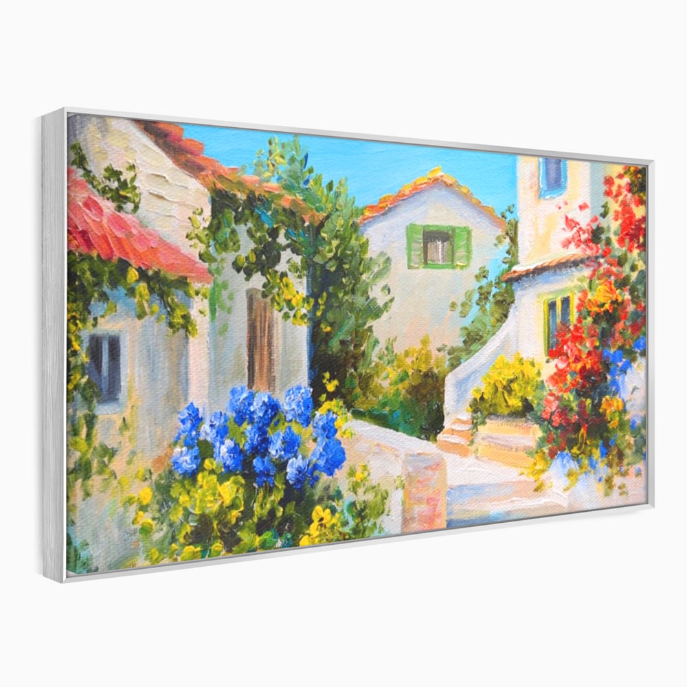 Tablou Canvas Premium LuxCanva® A1079, Casa Cu Flori , Peisaj, Natura, Verde, Culori Vibrante